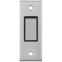 Selectric DSL279 5M 1 Gang 2 Way 10AX Architrave Plate Switch - Satin Chrome, Black Insert