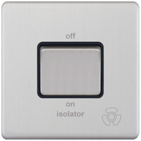 Selectric 5MPLUS-208 5M-PLUS Screwless 10AX 3 Pole Fan Isolator Switch - Satin Chrome, Black Insert