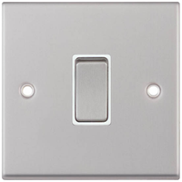 Selectric 7MPRO-101 7M-PRO 1 Gang 2 Way 10AX Plate Switch - Satin Chrome, White Insert