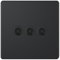 Selectric 5MPLUS-TOG-19 5M-PLUS Screwless 3 Gang 2 Way 10A Toggle Switch - Matt Black