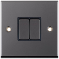 Selectric 7MPRO-402 7M-PRO 2 Gang 2 Way 10AX Plate Switch - Black Nickel, Black Insert