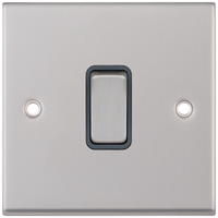 Selectric 7MPRO-701 7M-PRO 1 Gang 2 Way 10AX Plate Switch - Satin Chrome, Grey Insert