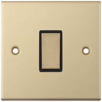 Selectric DSL807 5M 1 Gang 10AX Intermediate Switch - Satin Brass, Black Insert