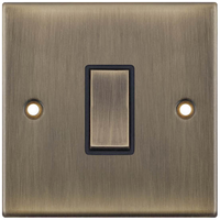 Selectric DSL607 5M 1 Gang 10AX Intermediate Switch - Antique Brass, Black Insert