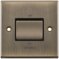 Selectric 7MPRO-608 7M-PRO 10AX 3 Pole Fan Isolator Switch - Antique Brass, Black Insert