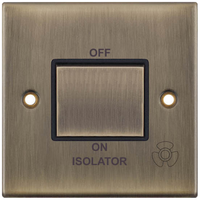 Selectric DSL608 5M 10AX 3 Pole Fan Isolator Switch - Antique Brass, Black Insert