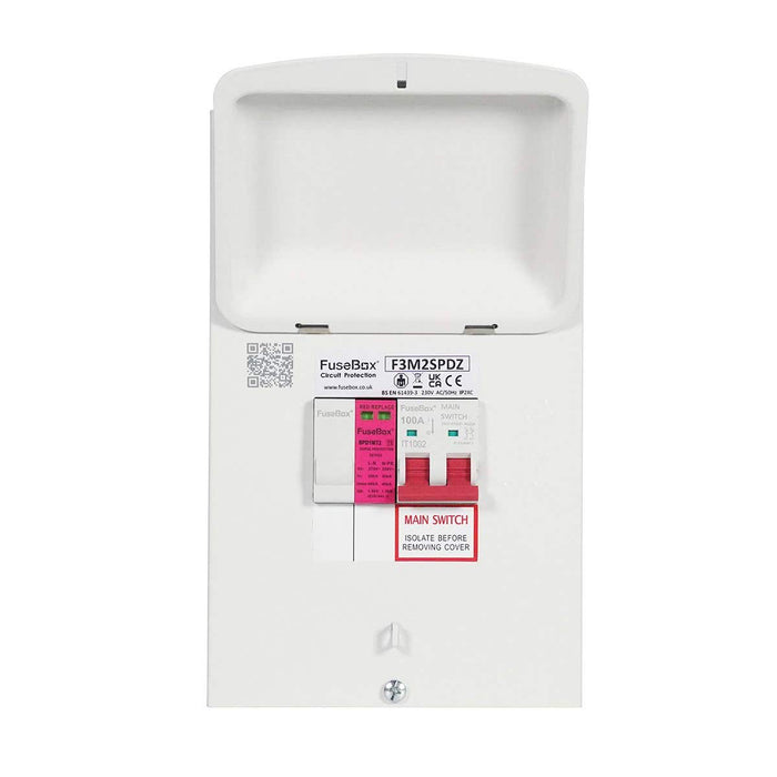 FuseBox F3M2SPDZ 100A Main Switch/MCB + SPD T2 Retro Fit - westbasedirect.com