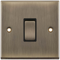 Selectric 7MPRO-601 7M-PRO 1 Gang 2 Way 10AX Plate Switch - Antique Brass, Black Insert