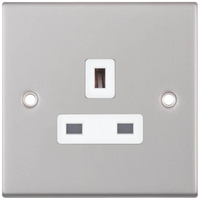 Selectric DSL119 5M 1 Gang 13A Unswitched Socket Outlet - Satin Chrome, White Insert