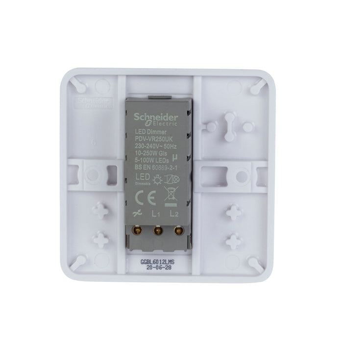 Schneider Electric GGBL6012LMS Lisse White Moulded 1G 2-Way 100W LED Mains Dimmer Switch - westbasedirect.com