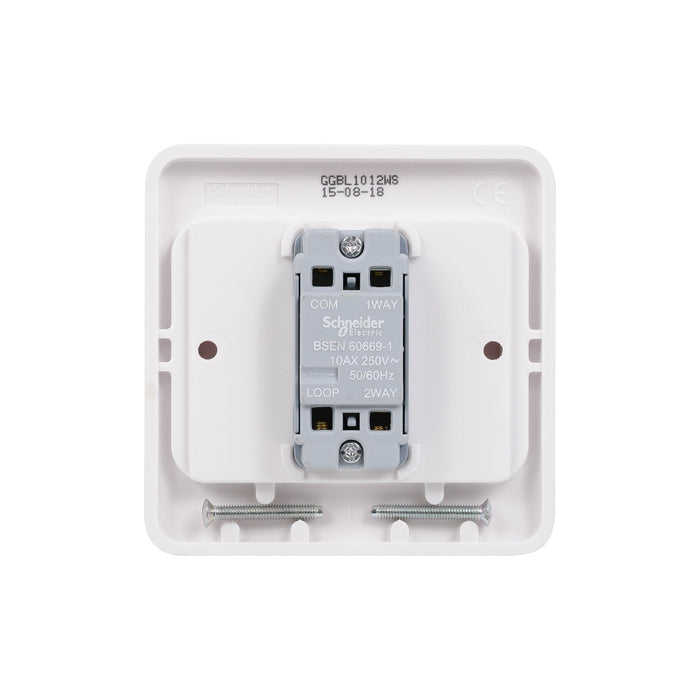Schneider Electric GGBL1012WS Lisse White Moulded 10AX 1G 2-Way Wide Rocker Switch (Display Packaged) - westbasedirect.com