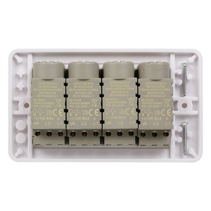 Schneider Electric GGBL6042CS Lisse White Moulded 4G 2-Way 250W/VA Mains & Low Voltage Dimmer Switch - westbasedirect.com