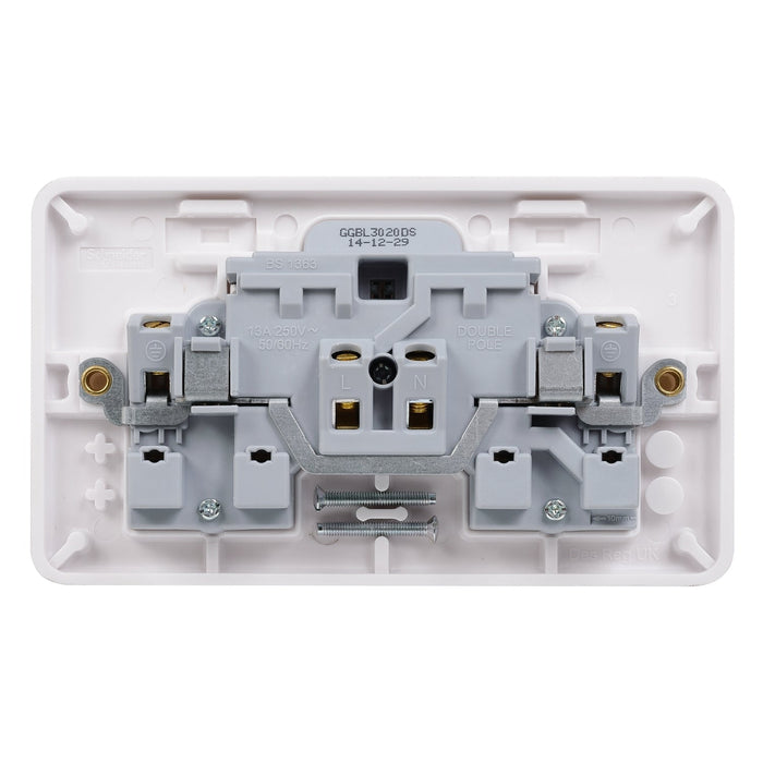 Schneider Electric GGBL3020D Lisse White Moulded 13A DP 2G Switched Socket - westbasedirect.com