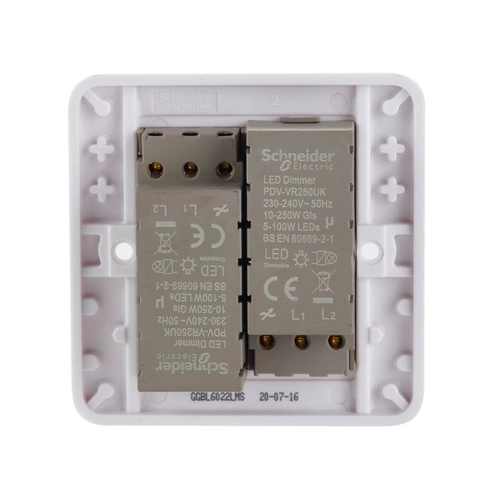 Schneider Electric GGBL6022LMS Lisse White Moulded 2G 2-Way 100W LED Mains Dimmer Switch - westbasedirect.com