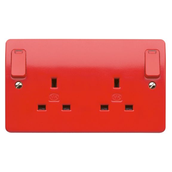 Mk Socket Red Rocker Buy MK Logic Plus K2476D1RED Red 13A 2 Gang DP Switched Socket with ...