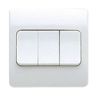MK Logic Plus K4783WHI White Moulded 10A 3 Gang SP 2 Way Wide Rocker Plate Switch