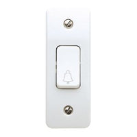 MK Logic Plus K4848BWHI White Moulded 10A 1 Gang SP Architrave Push Switch with Bell Symbol