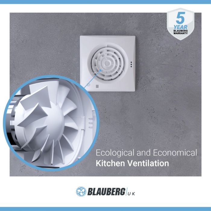 Blauberg CALM-100-S Low Noise Energy Efficient Bathroom Extractor Fan with Pull Cord White - 4" 100mm - westbasedirect.com