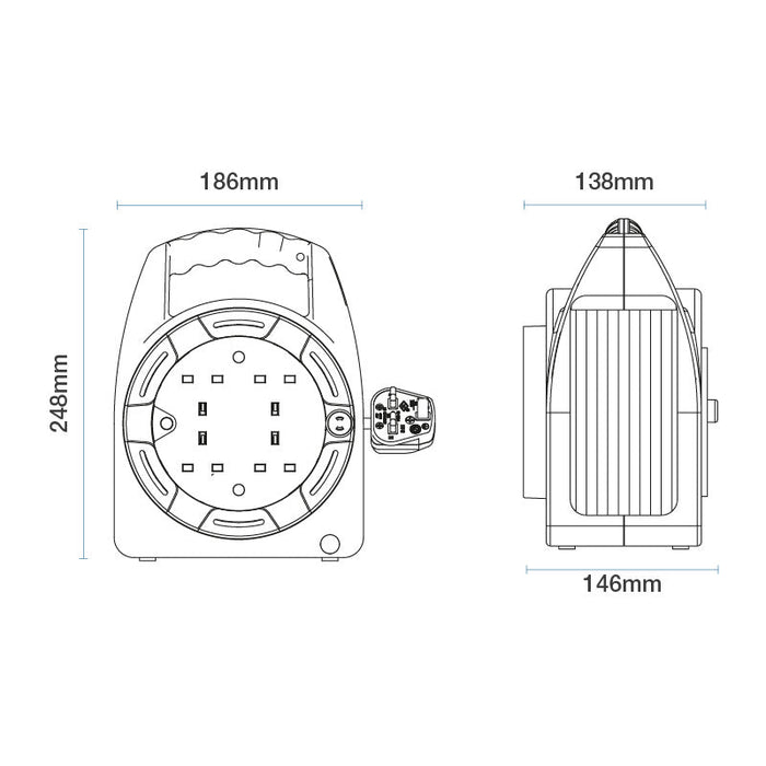 Masterplug 4 Socket 15m 13A Case Reel - Blue - westbasedirect.com