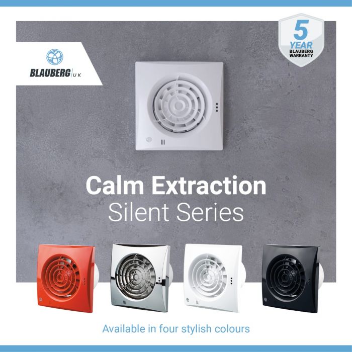 Blauberg CALM-125-S Low Noise Energy Efficient Bathroom Extractor Fan with Pull Cord White - 5" 125mm - westbasedirect.com