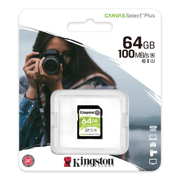 Kingston 64GB SDXC Canvas Select Plus 100R C10 UHS-I U1 V10 - westbasedirect.com