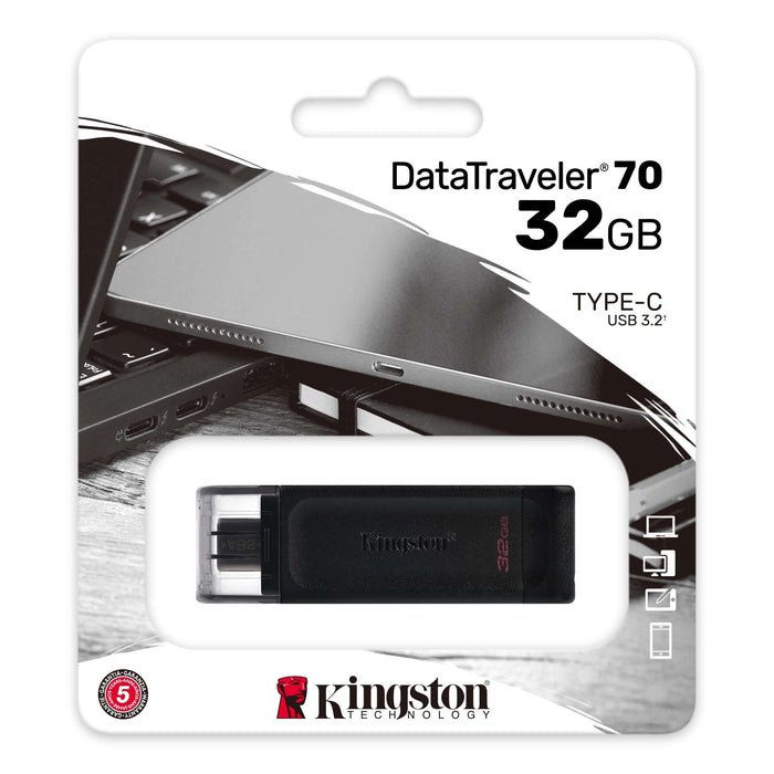 Kingston 32GB USB-C 3.2 Gen 1 DataTraveler 70 - westbasedirect.com