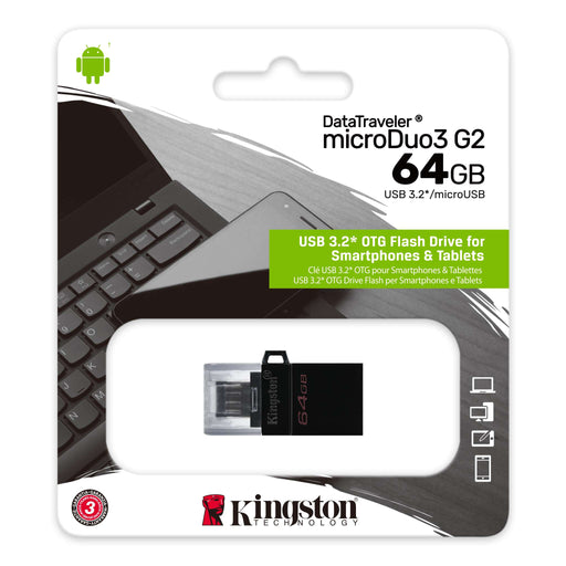 Kingston 64GB DT MicroDuo 3 Gen2 + microUSB (Android/OTG) - westbasedirect.com