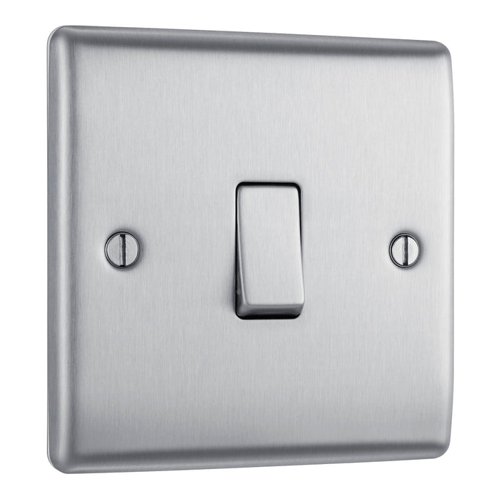 BG NBS13 Nexus Metal Intermediate Light Switch 10A - Brushed Steel - westbasedirect.com