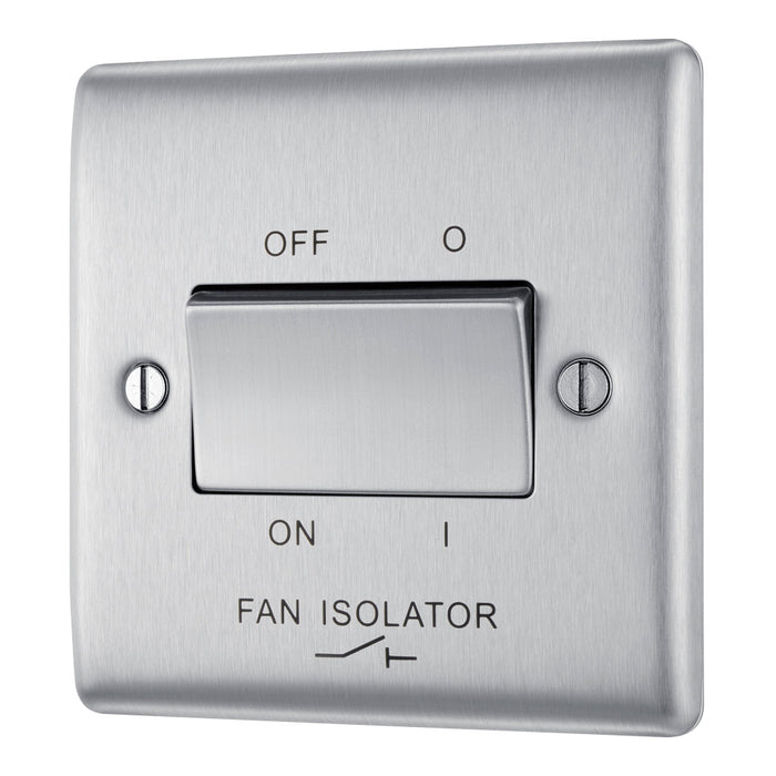 BG NBS15 Nexus Metal Fan Isolator Switch TP 10A - Brushed Steel - westbasedirect.com