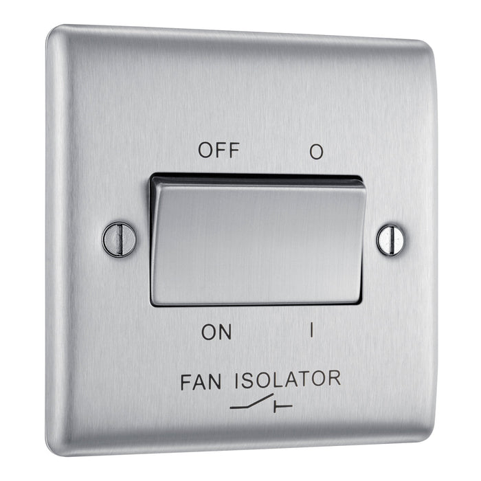 BG NBS15 Nexus Metal Fan Isolator Switch TP 10A - Brushed Steel - westbasedirect.com