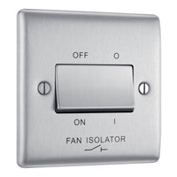 BG NBS15 Nexus Metal Fan Isolator Switch TP 10A - Brushed Steel