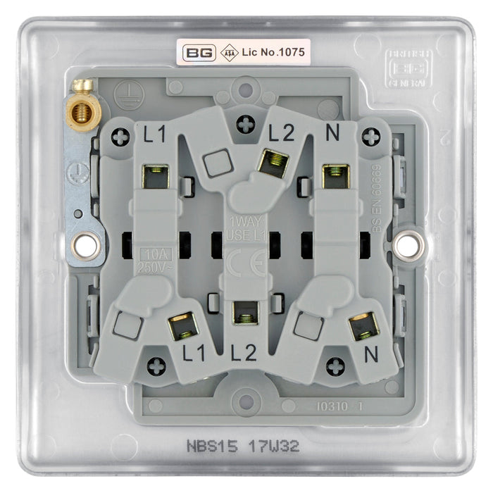 BG NBS15 Nexus Metal Fan Isolator Switch TP 10A - Brushed Steel - westbasedirect.com