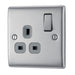 BG NBS21G Nexus Metal Single Socket 13A - Grey Insert - Brushed Steel - westbasedirect.com