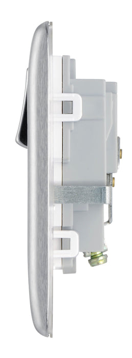 BG NBS21W Nexus Metal Single Socket 13A - White Insert - Brushed Steel (5 Pack) - westbasedirect.com