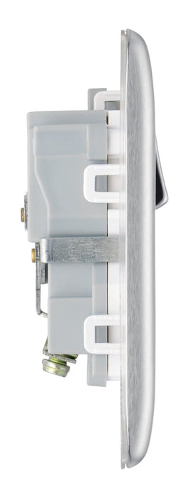 BG NBS21W Nexus Metal Single Socket 13A - White Insert - Brushed Steel - westbasedirect.com
