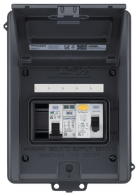 Sync Energy CFEV5A 5 Module IP65 Weatherproof Grey Metal EV Charger Circuit Protection with 40A 30mA Type A RCD, 40A B Curve MCB & Type 2 SPD