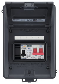 Sync Energy CFEV5RDA 5 Module IP65 Weatherproof Grey Metal EV Charger Circuit Protection with 40A Type A DP RCBO, 100A Main Switch & Type 2 SPD
