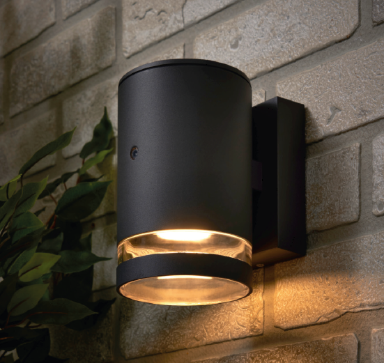 Forum Zink ZN-34043-ANTH Lens GU10 IP44 Die-Cast Aluminium Down Wall Light with Photocell Anthracite