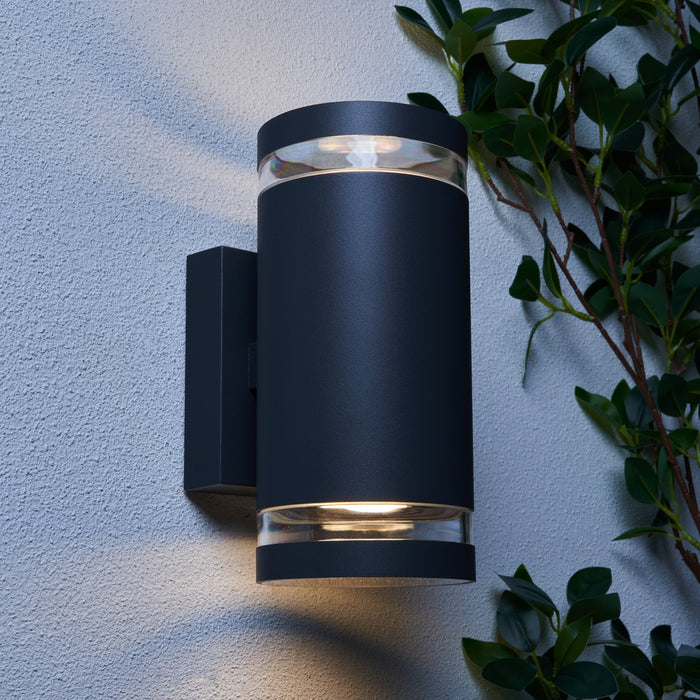 Forum Zink ZN-29189-ATR Lens GU10 IP44 Die-Cast Aluminium Up & Down Wall Light Anthracite