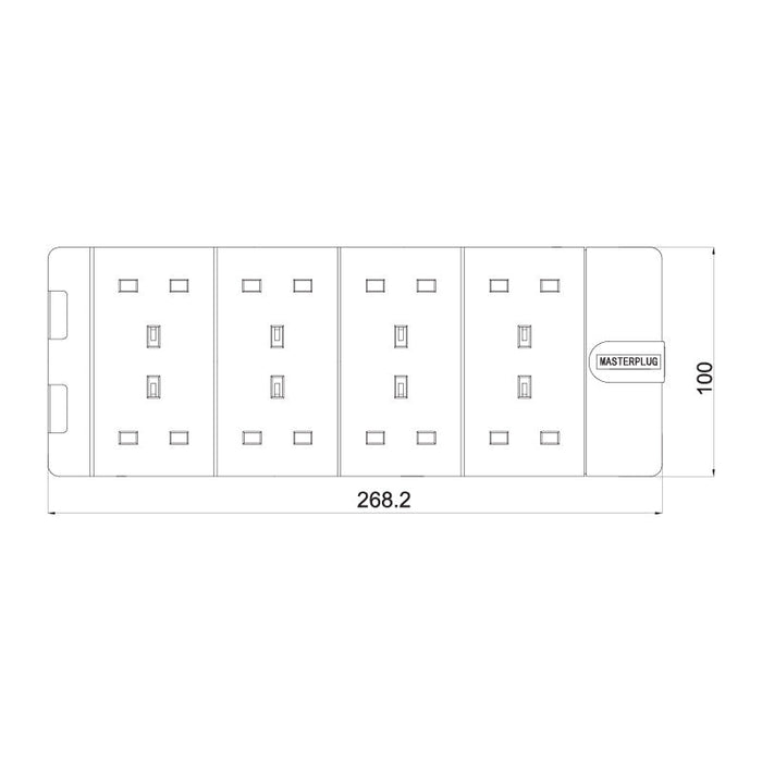 Masterplug 8 Socket 2m 13A Surge Extension Lead White - westbasedirect.com