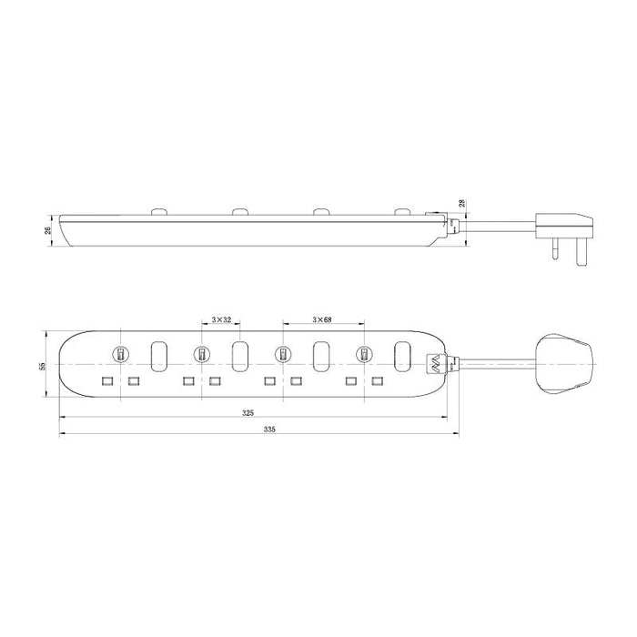 Masterplug 4 Socket 2m 13A Switched Surge Extension Lead + Indicator White - westbasedirect.com