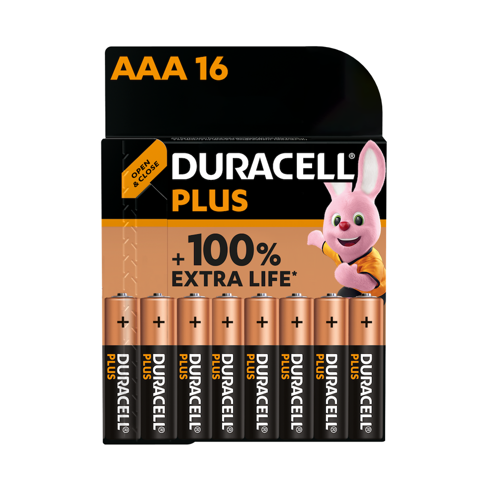 Duracell AAA Plus (LR03) - 16 Pezzi - 100% Più Durevoli - Pile Alcaline MN2400