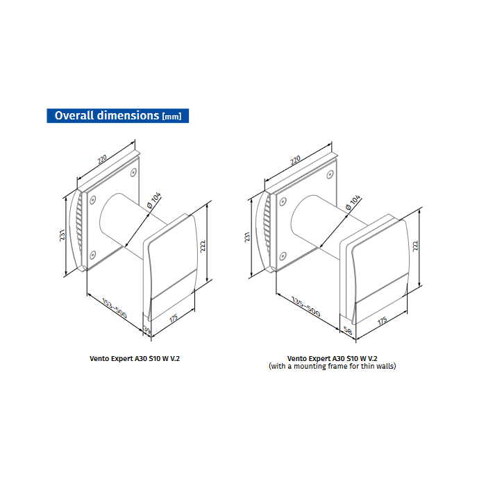 Blauberg VENTO-MINI-AIR-GRY Vento Mini-Air Decentralised Single Room Heat Recovery Unit - WiFi - Grey Cowl - westbasedirect.com