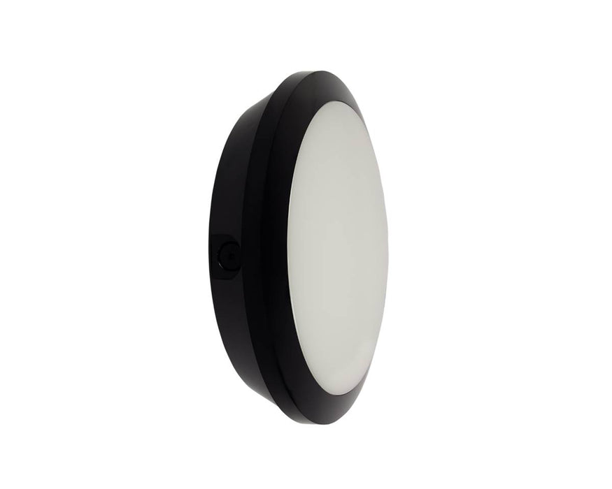 Collingwood WL95B2DCS WL95 Versa Black 250mm 5-8W IP65 750-1200lm CCT Round LED Bulkhead, DALI2 Dimmable