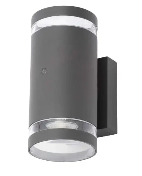 Forum Zink ZN-34042-ANTH Lens GU10 IP44 Die-Cast Aluminium Up & Down Wall Light with Photocell Anthracite